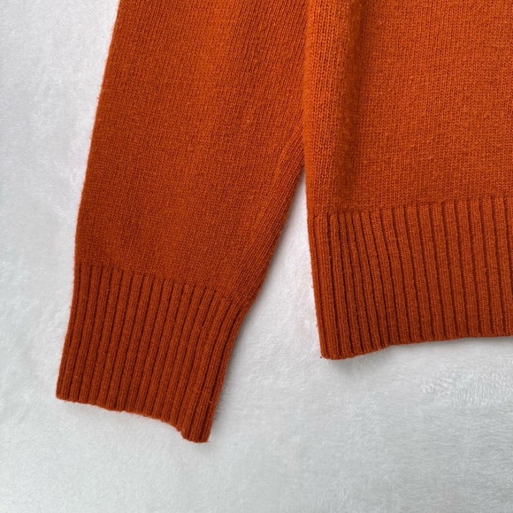 BANANA REPUBLIC Orange Italian Merino Wool Stripe Mock Neck 1/2 Zip Sweater Sz M - Picture 8 of 12